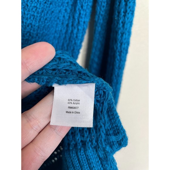 A.N.A Large Sweater Blue Knit Ribbed Pullover Long Sleeve Scoop Neck Stretch - Picture 6 of 9